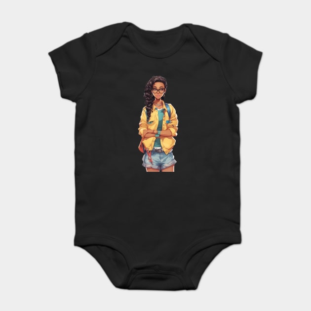 Nerd Black Schoolgirl Baby Bodysuit by animegirlnft